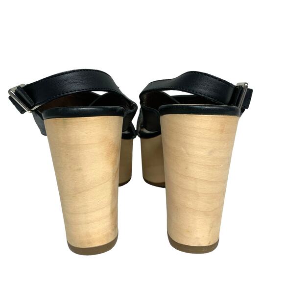 Marni Womens Size 39 Black Leather Wood Platform Sandals - Picture 7 of 10